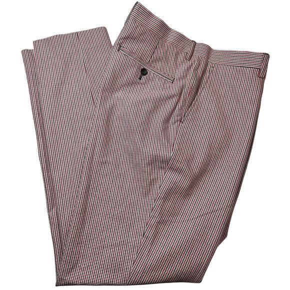 Mr P Porter Stretch Cotton Puppytooth Check Flat Front Golf Trouser Pant Size 34 - Picture 1 of 11